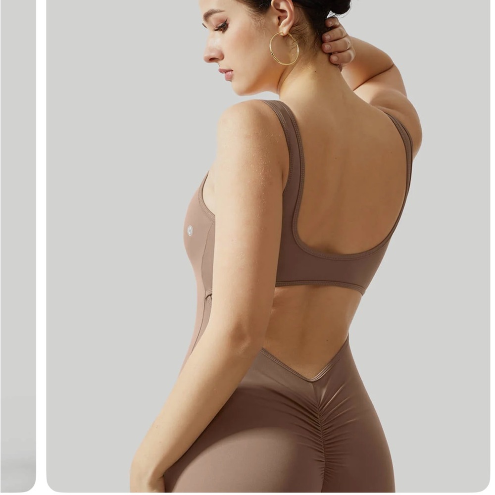 Brown V-Back Jumpsuit